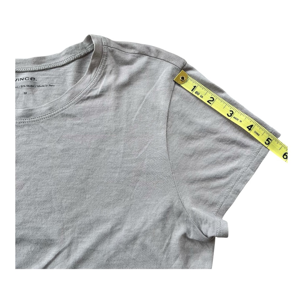 VINCE Essential Light Gray Pima Cotton Crew Neck T-Shirt Size M Short Sleeve - Picture 5 of 16